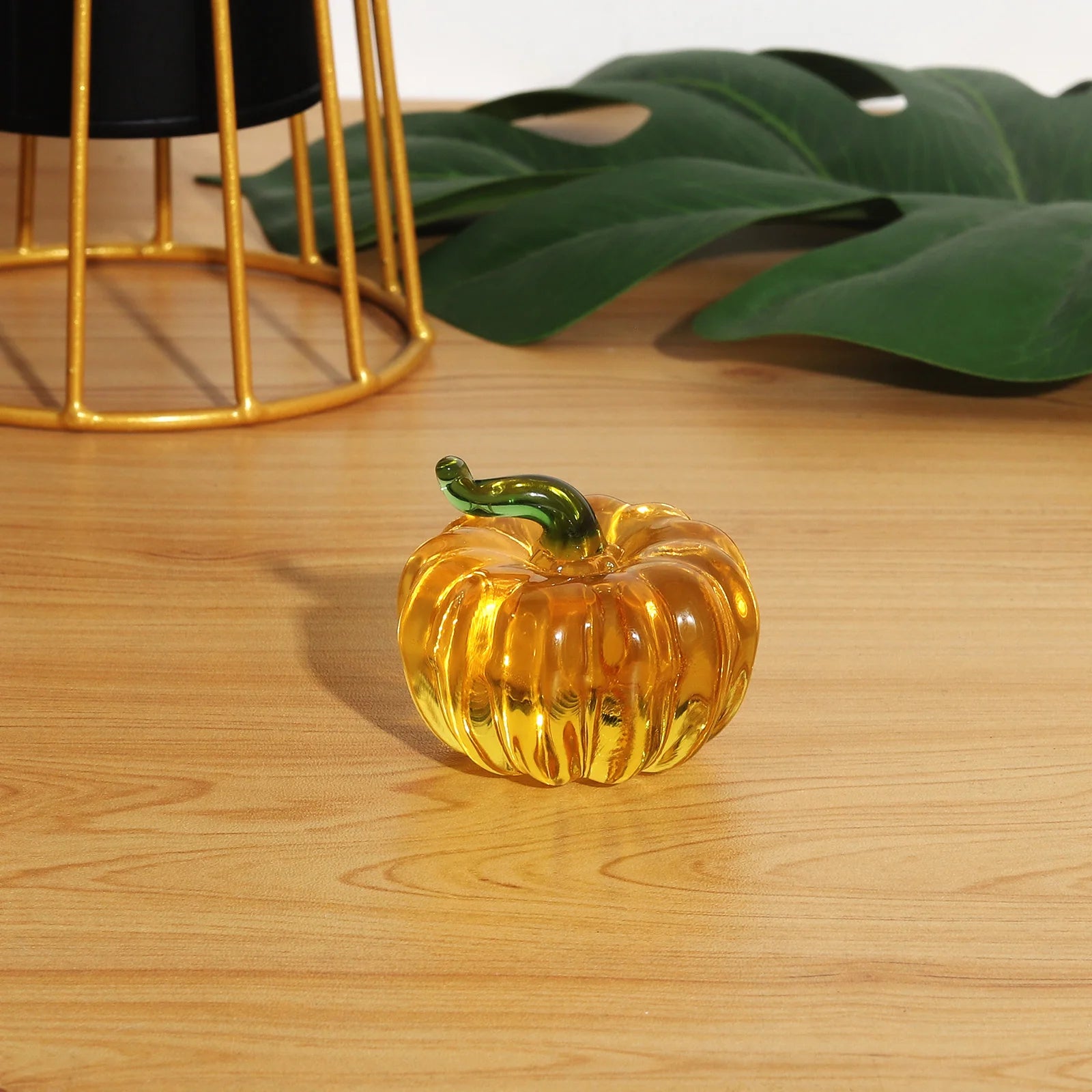 Yellow Glass Pumpkin Figurine