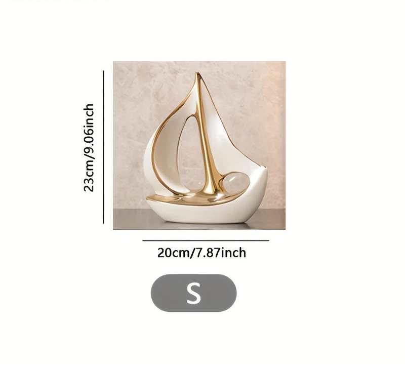 Luxury Ceramic Sailboat Sculpture