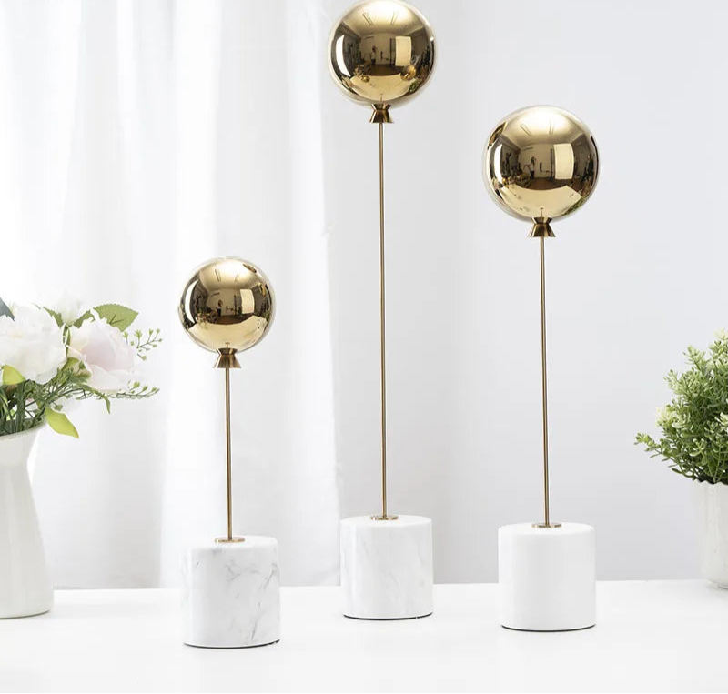 Minimalist Balloon Sculpture with Marble Base