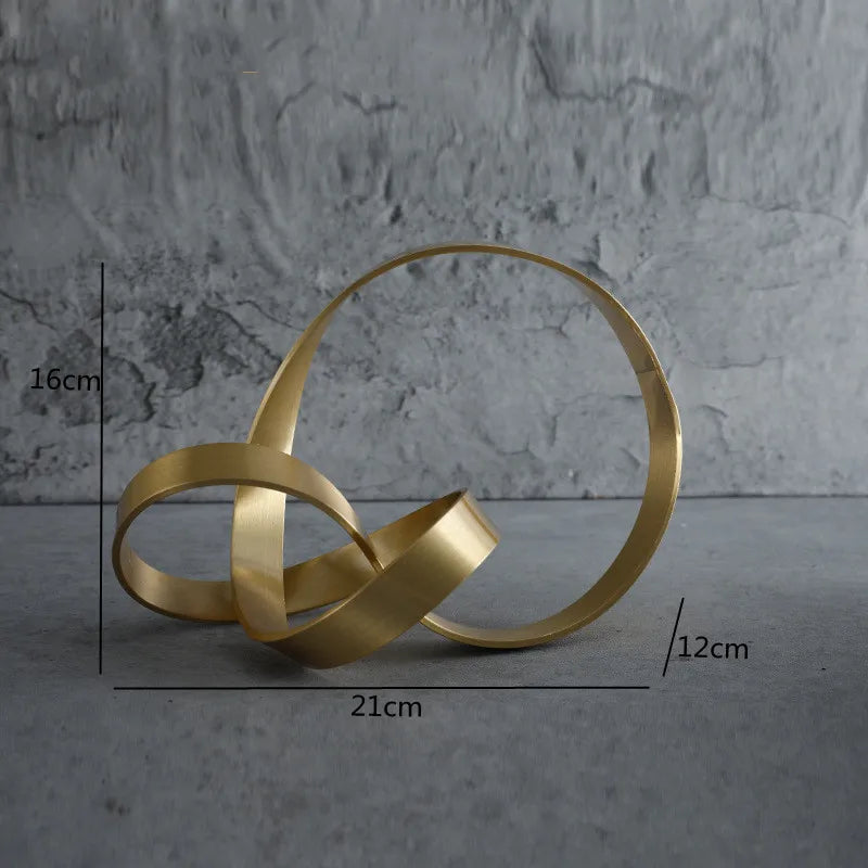 Modern Gold Metal Knot Sculpture