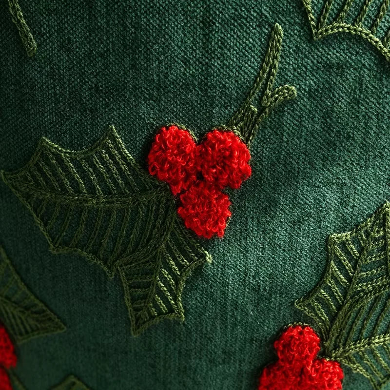 Christmas Embroidered Cushion Cover – Holiday Decorative Pillow Case