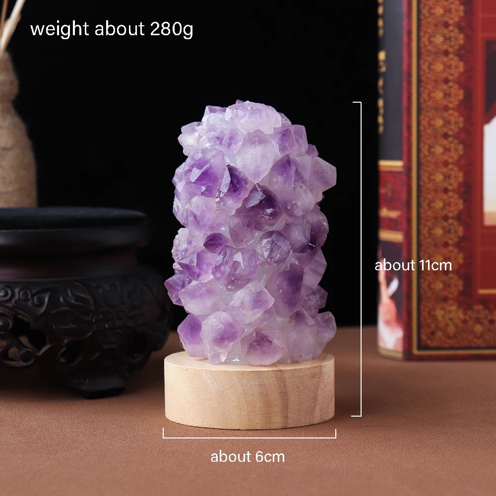 Crystal Wishing Lamp with Natural Amethyst