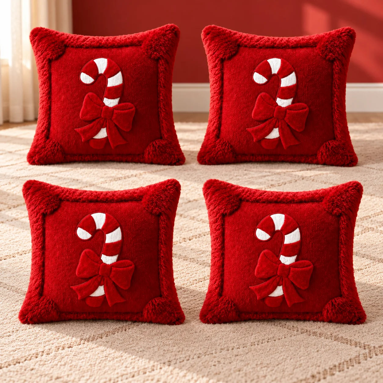 Christmas Candy Cane Throw Pillow Cover