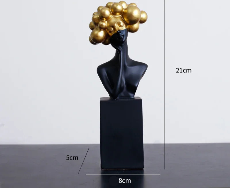 Modern Cloud Hair Resin Girl Sculpture