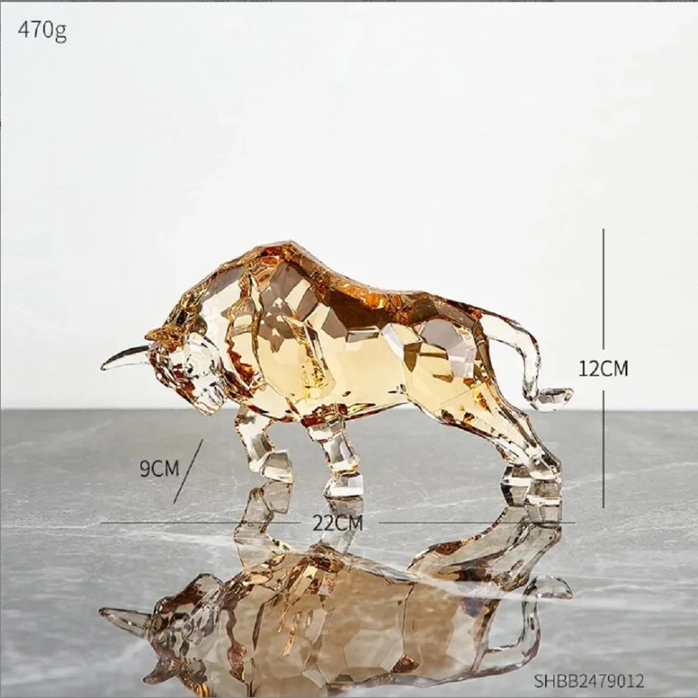Golden Crystal Bull Figurine
