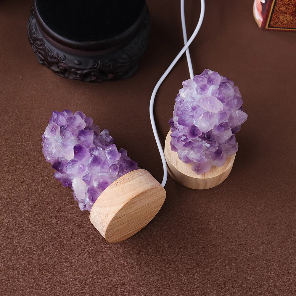 Crystal Wishing Lamp with Natural Amethyst