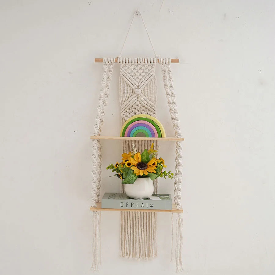 Boho Macrame Wall Hanging Shelf