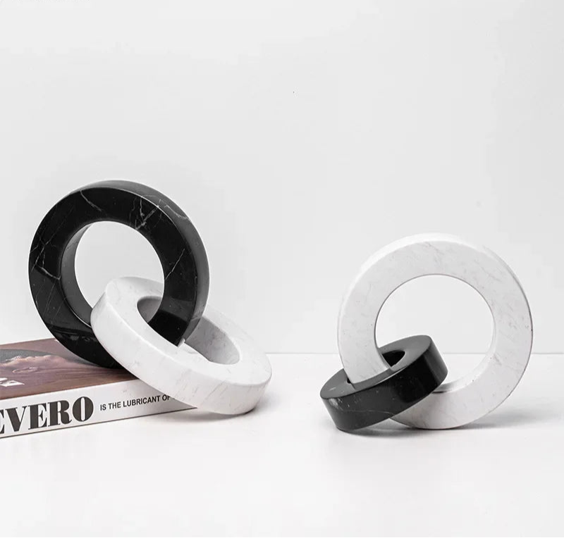 Modern Ceramic Interlocking Ring Sculpture