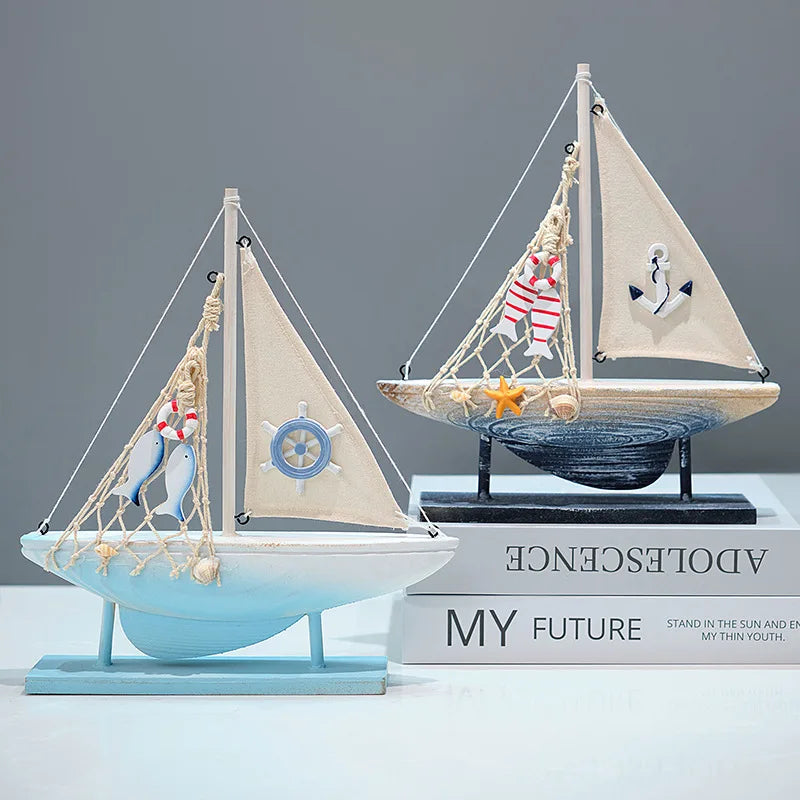 Coastal Wooden Sailboat Decor