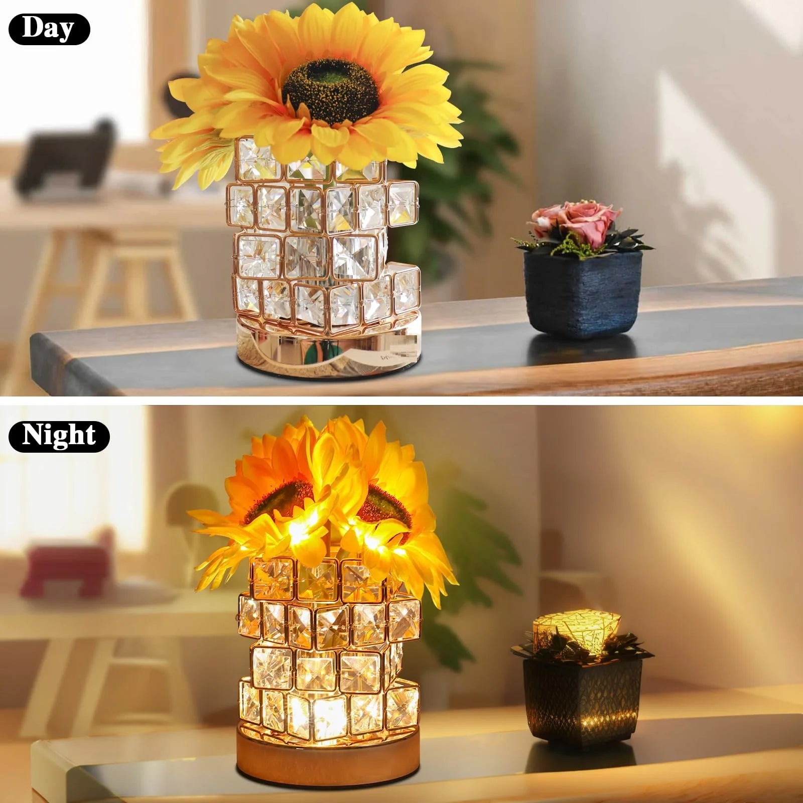 Crystal Flower Night Light with USB Charging