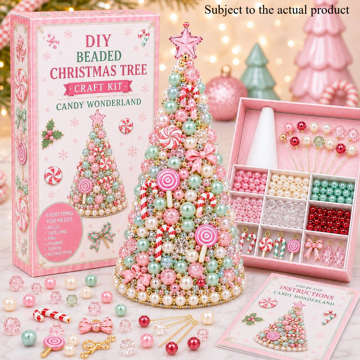 DIY Beaded Christmas Tree Craft Kit – Festive Tabletop Decor