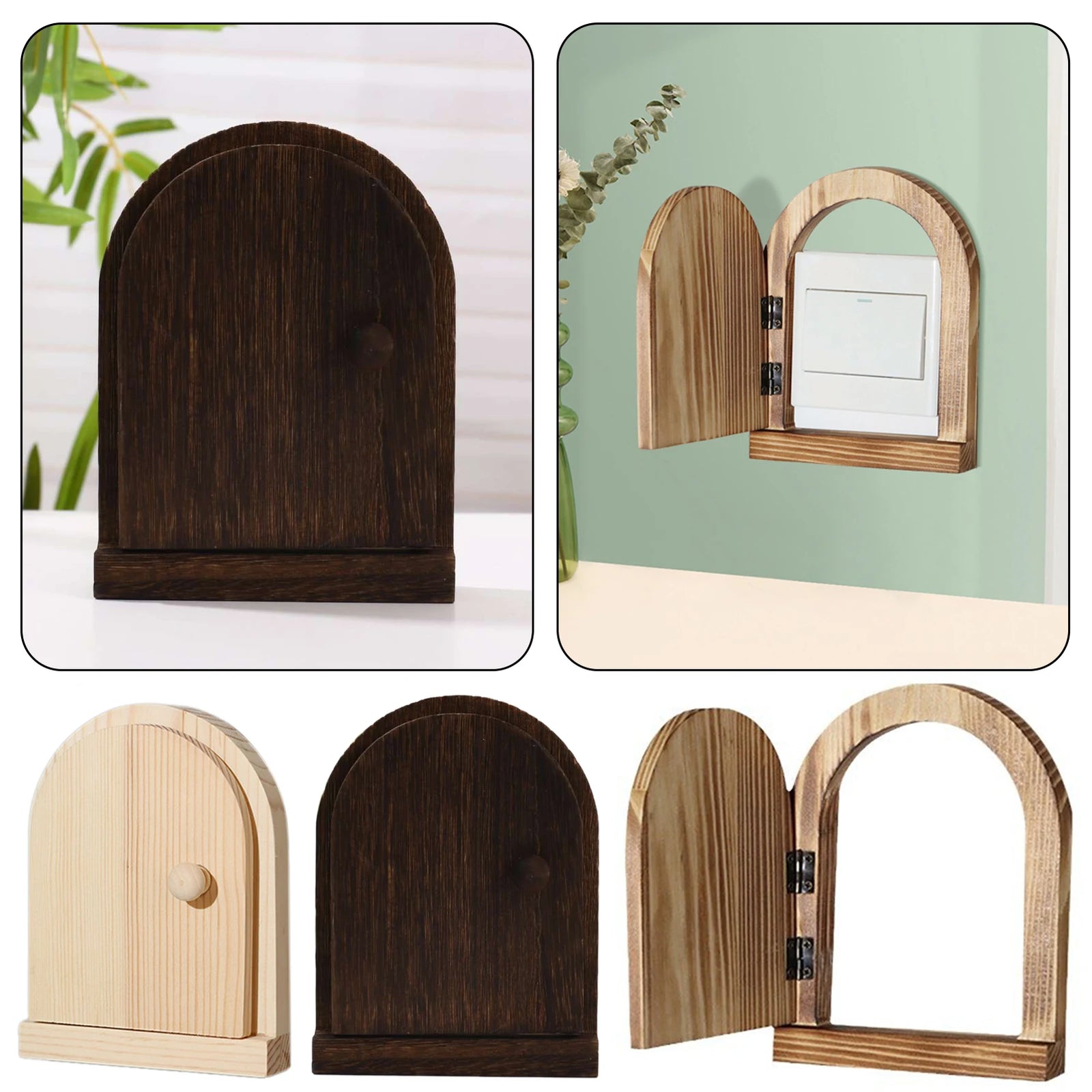 Wooden Fairy Door Wall Cover – Decorative Hinged Frame