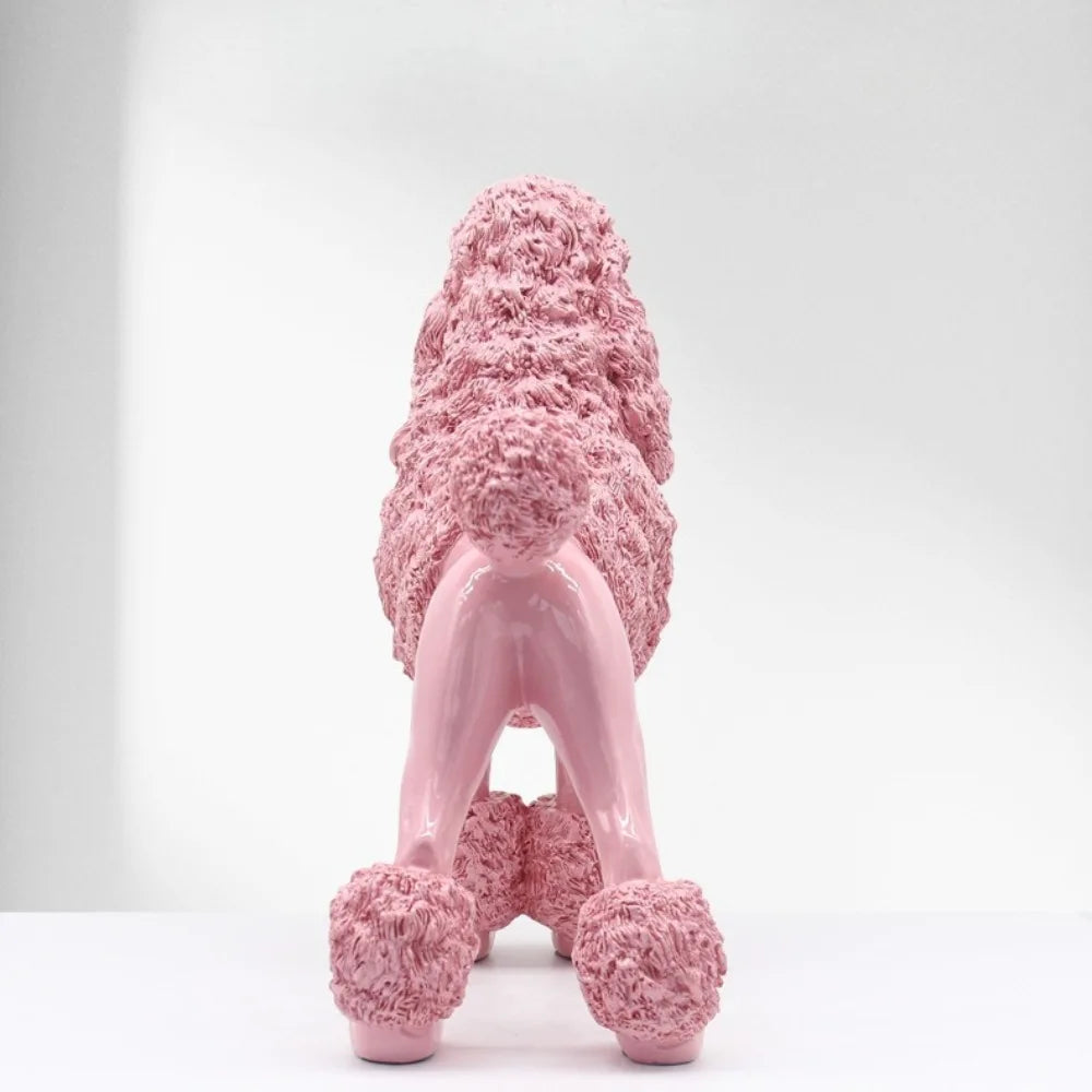 Modern Pink Resin Poodle Figurine