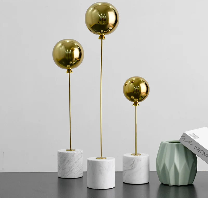 Minimalist Balloon Sculpture with Marble Base