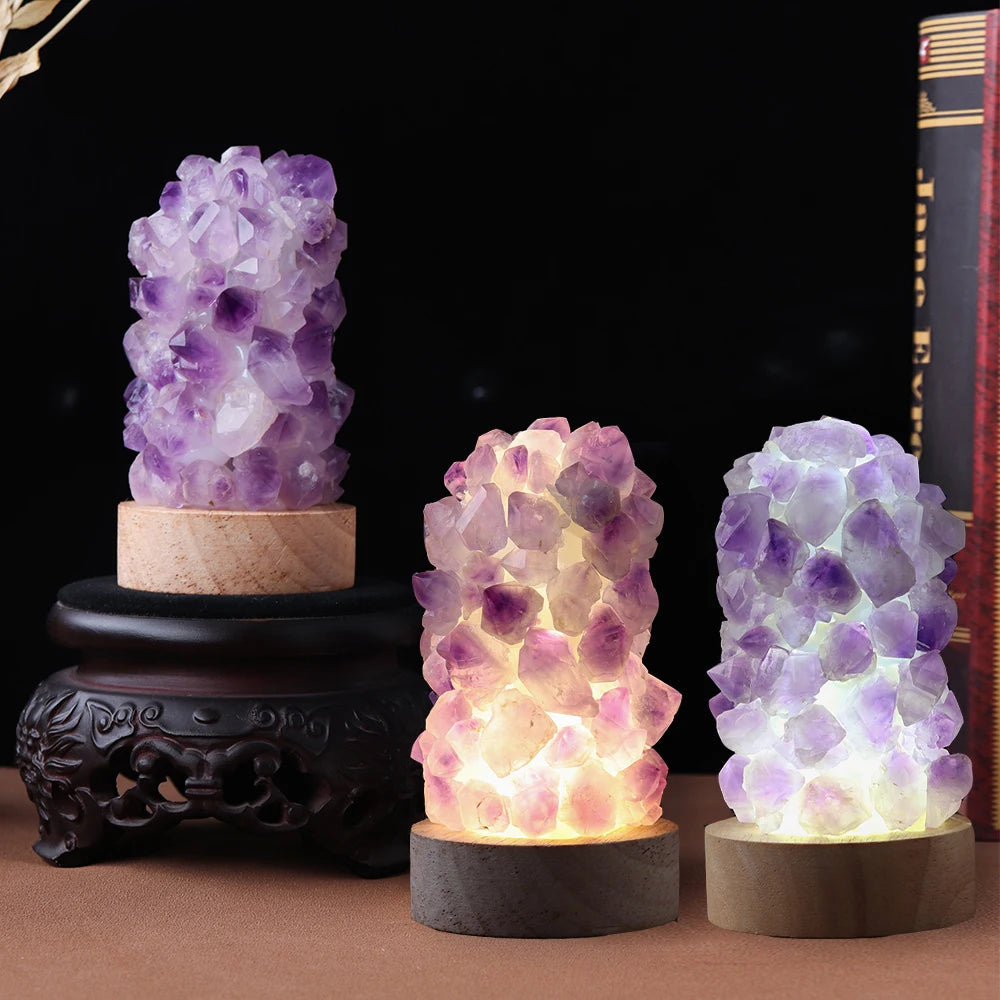 Crystal Wishing Lamp with Natural Amethyst
