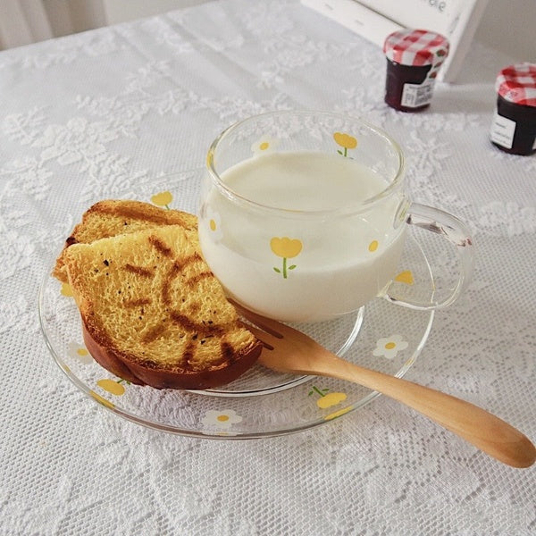 Tulip Tempered Glass Dinner Plate & Tea Set