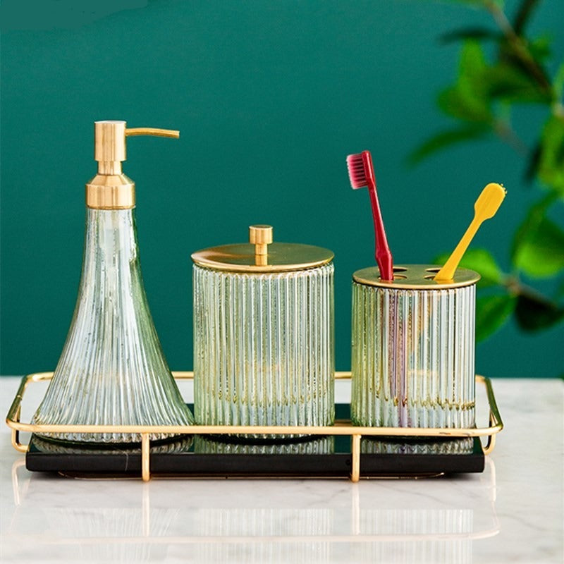 Brass Glass Bathroom Set