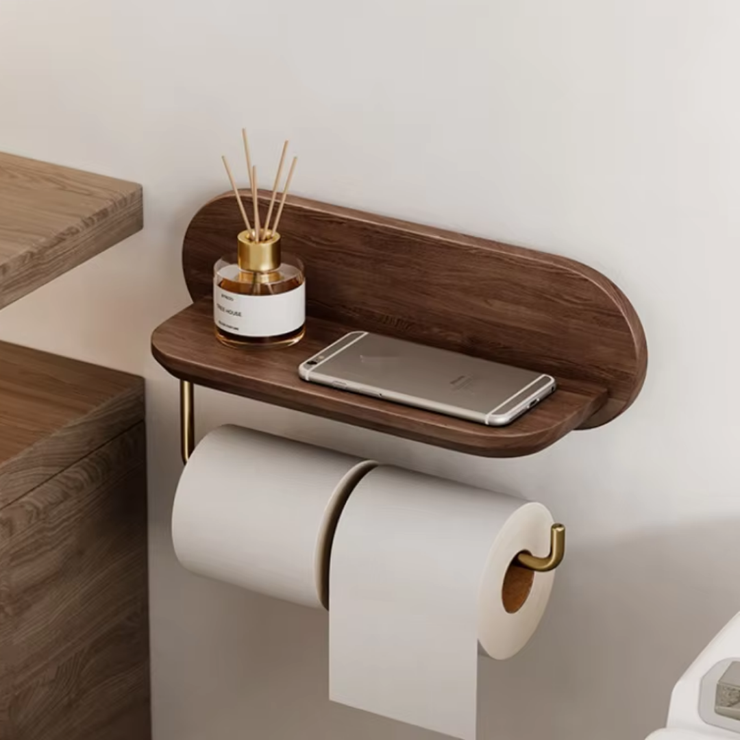 Walnut-Style Metal Tissue and Paper Towel Holder