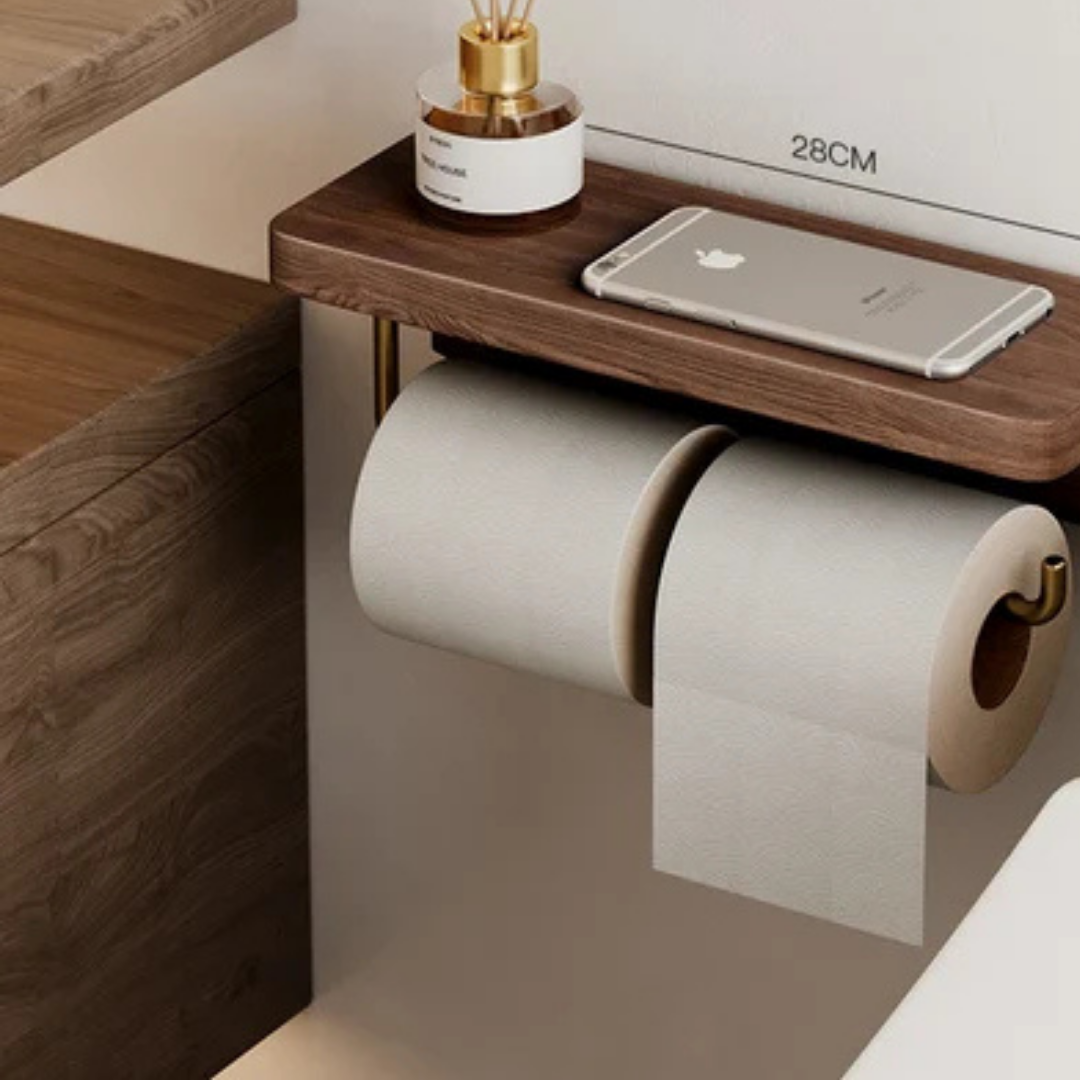 Walnut-Style Metal Tissue and Paper Towel Holder