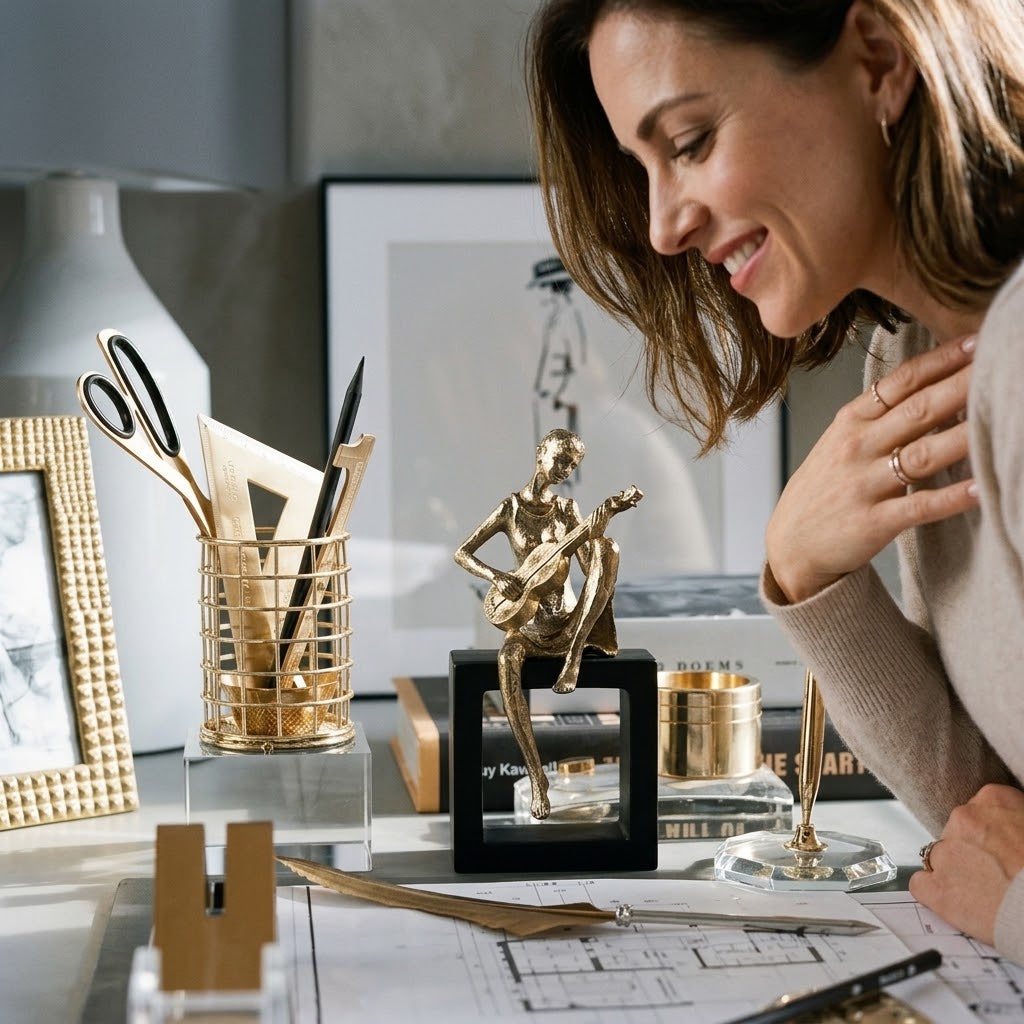 Musician Resin Figurine Statue for Desk and Room Décor
