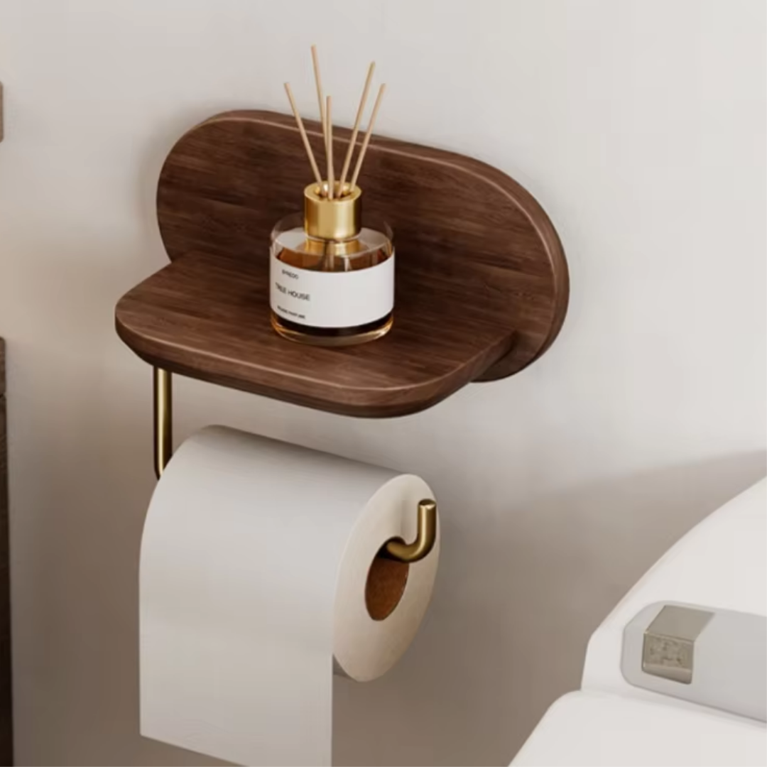 Walnut-Style Metal Tissue and Paper Towel Holder