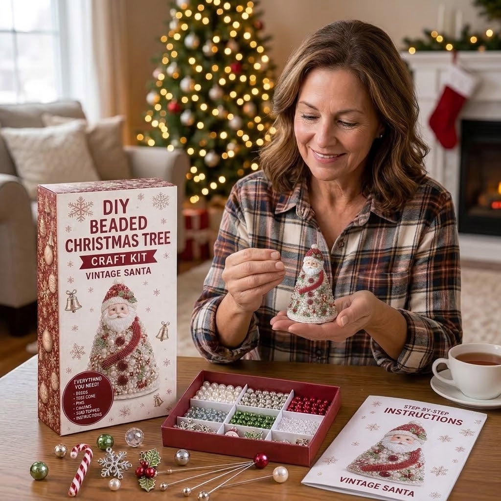 DIY Beaded Christmas Tree Craft Kit – Festive Tabletop Decor