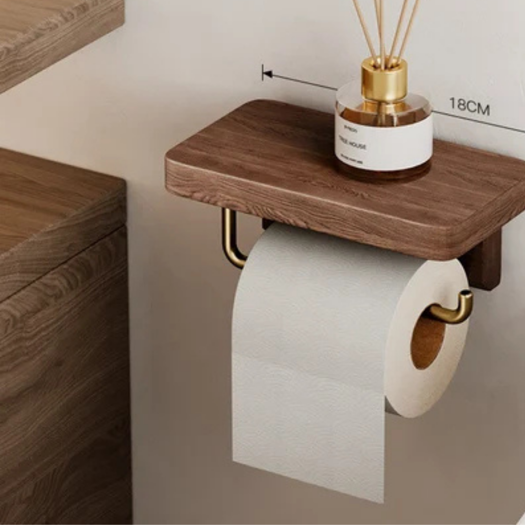 Walnut-Style Metal Tissue and Paper Towel Holder