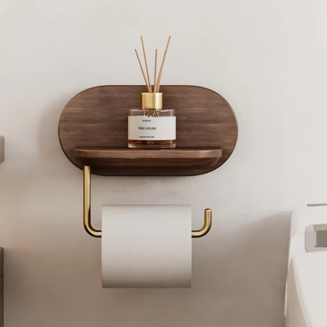 Walnut-Style Metal Tissue and Paper Towel Holder