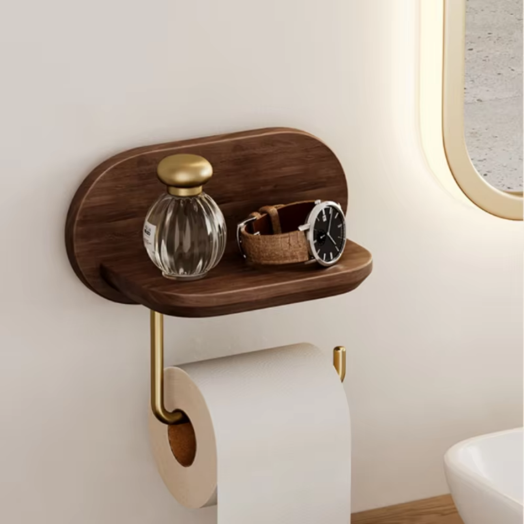 Walnut-Style Metal Tissue and Paper Towel Holder