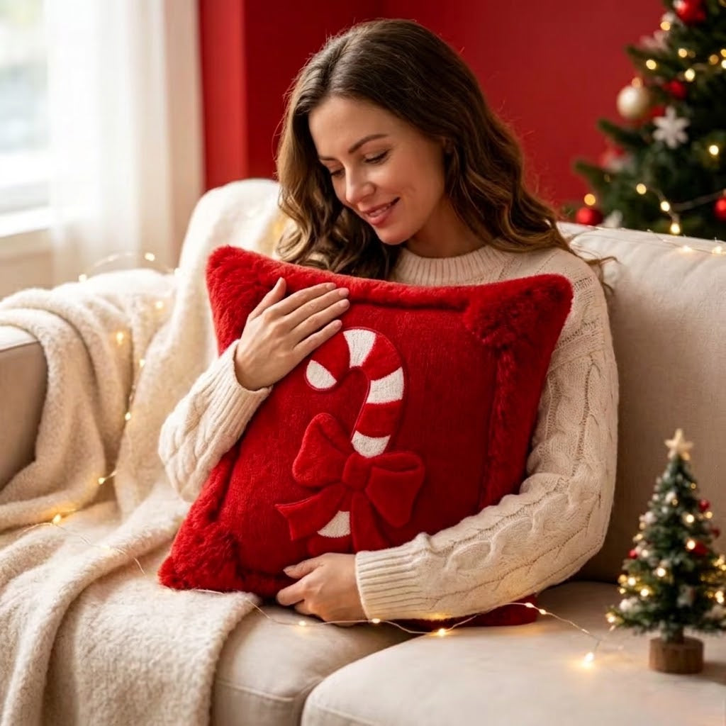 Christmas Candy Cane Throw Pillow Cover