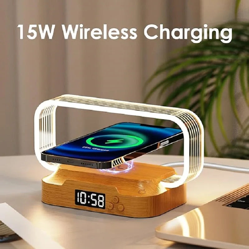 Modern Multifunctional Bedside Lamp with Wireless Charging