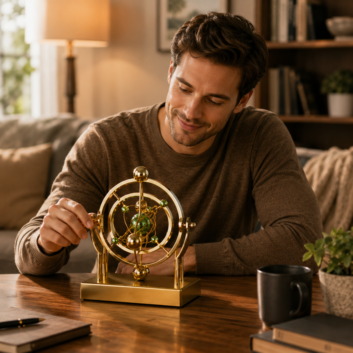 Kinetic Art Desk Decor - Celestial Orbit Perpetual Motion Pendulum