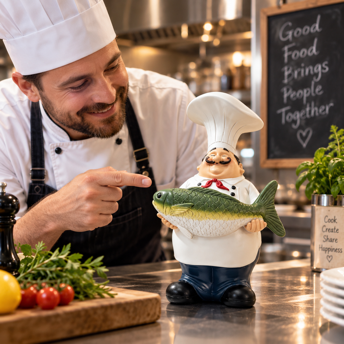 Hand-Painted Resin Chef Statue Decoration