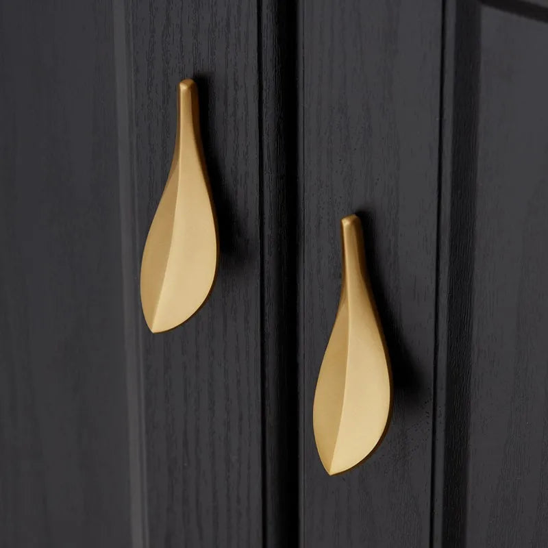 Nordic Solid Brass Gold Leaf Cabinet Knob