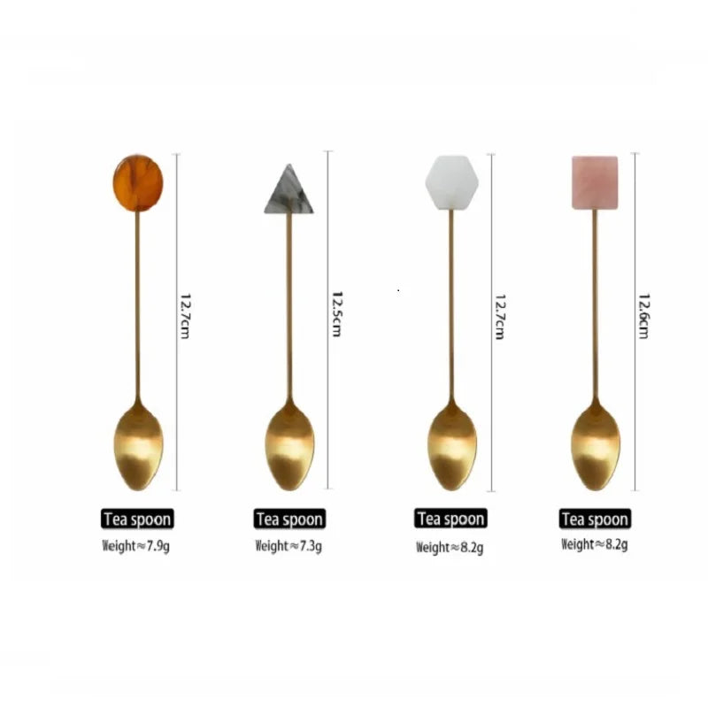Gold-Plated Geometric Spoon and Fork Set