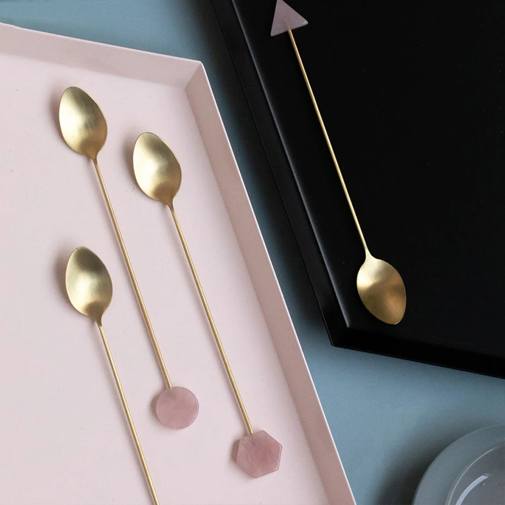 Gold-Plated Geometric Spoon and Fork Set