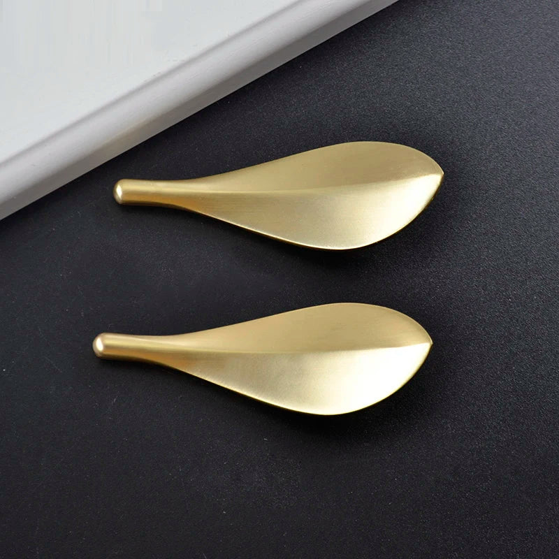 Nordic Solid Brass Gold Leaf Cabinet Knob
