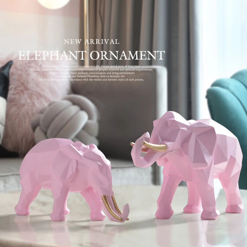2Pcs Elephant Figurine Set