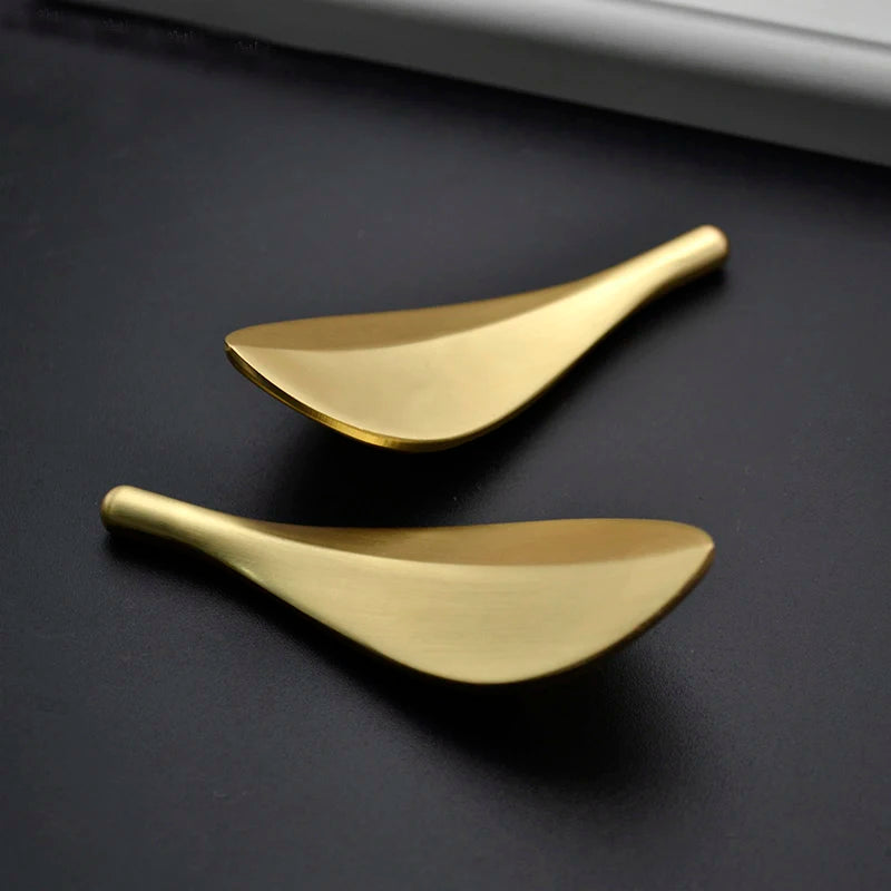 Nordic Solid Brass Gold Leaf Cabinet Knob