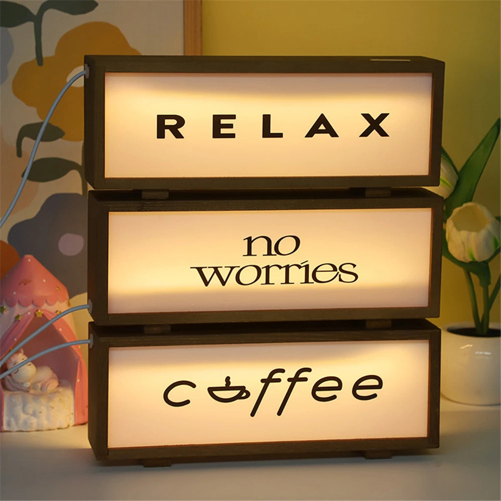 LED Wooden Acrylic Message Night Light