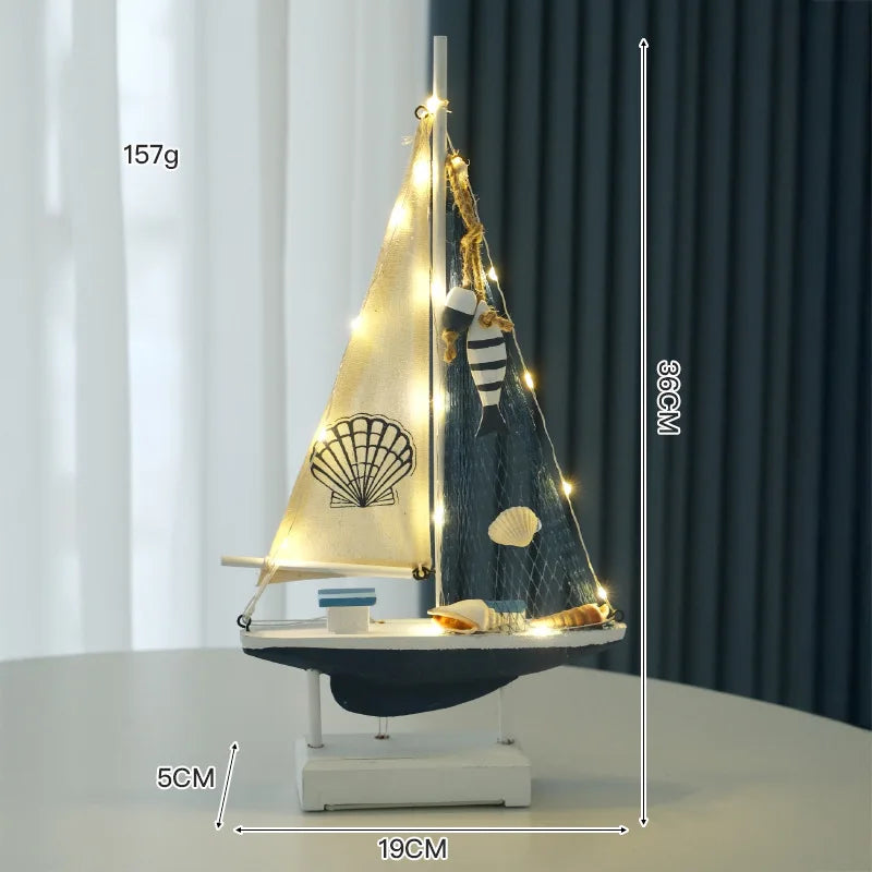 Retro Wooden LED Sailboat Decor