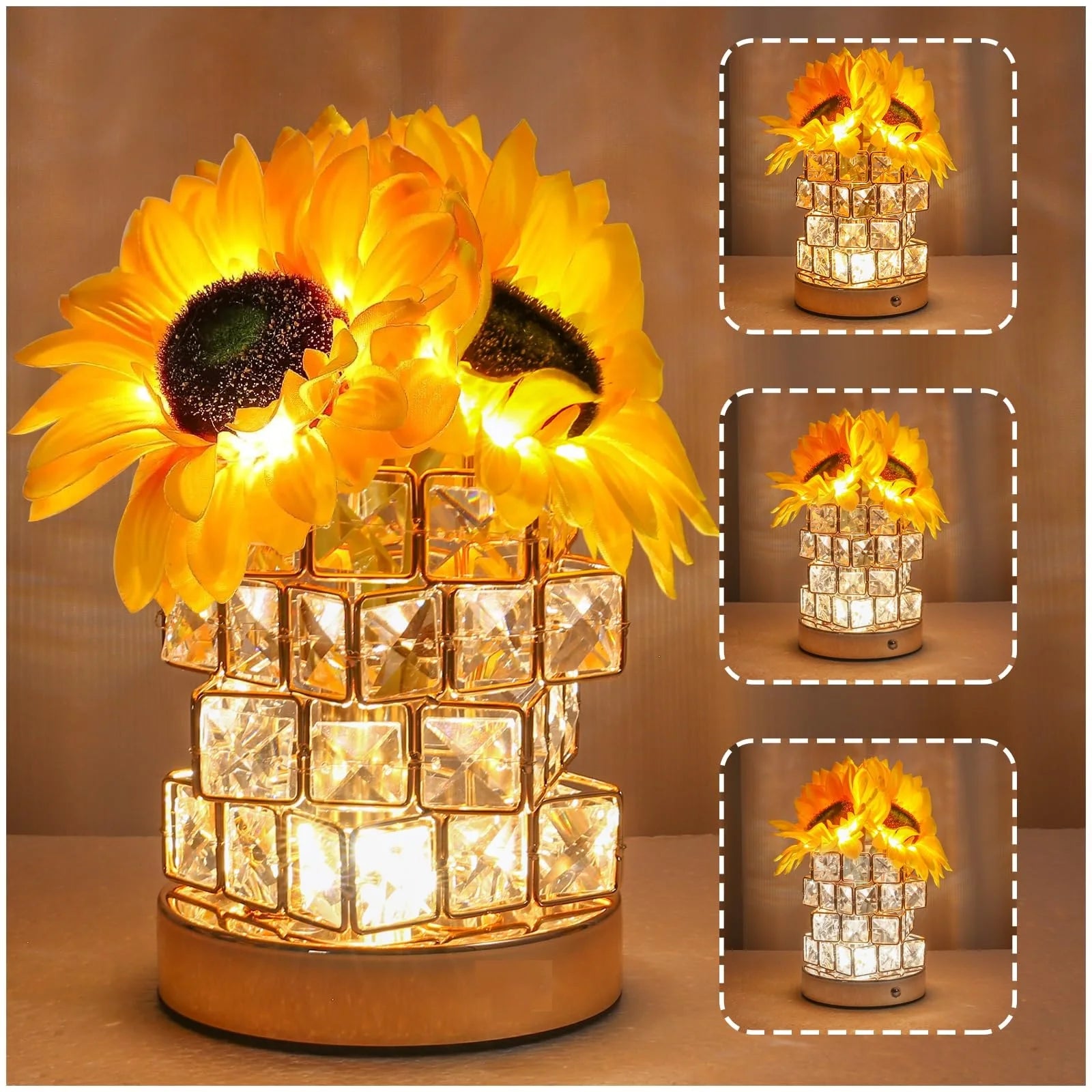 Crystal Flower Night Light with USB Charging