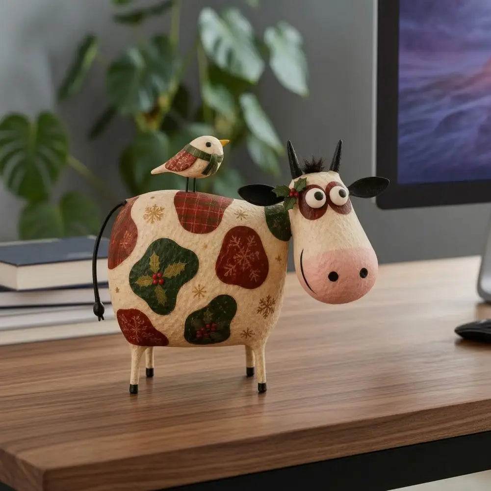 Rustic Farmhouse Cow Resin Statue