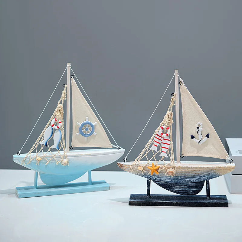Coastal Wooden Sailboat Decor