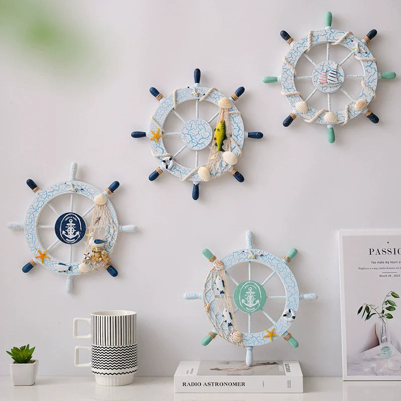 Wooden Nautical Ship Wheel Wall Decor