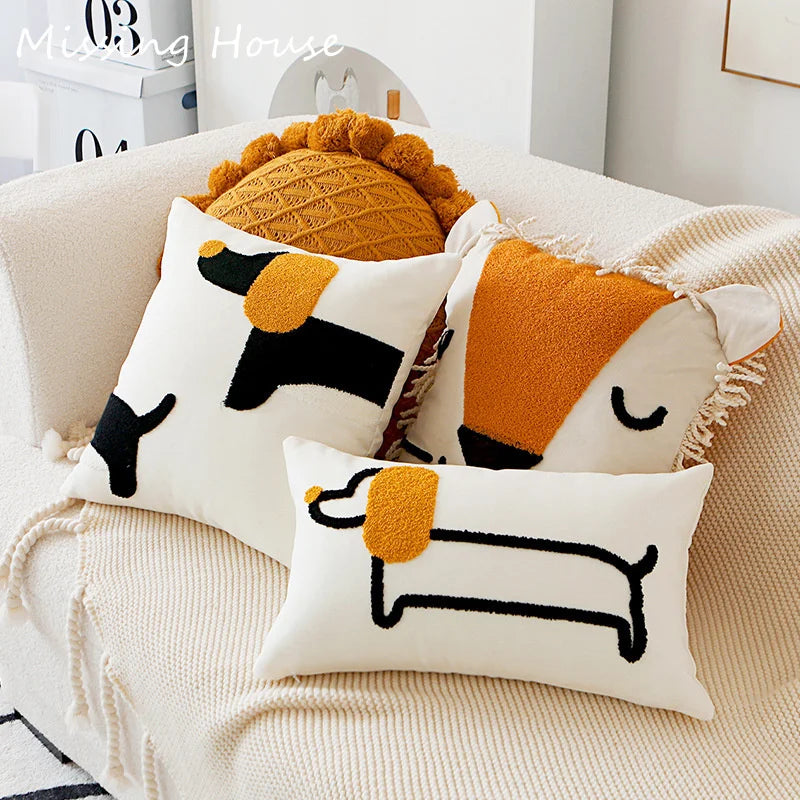 Embroidered Dachshund Cushion Cover
