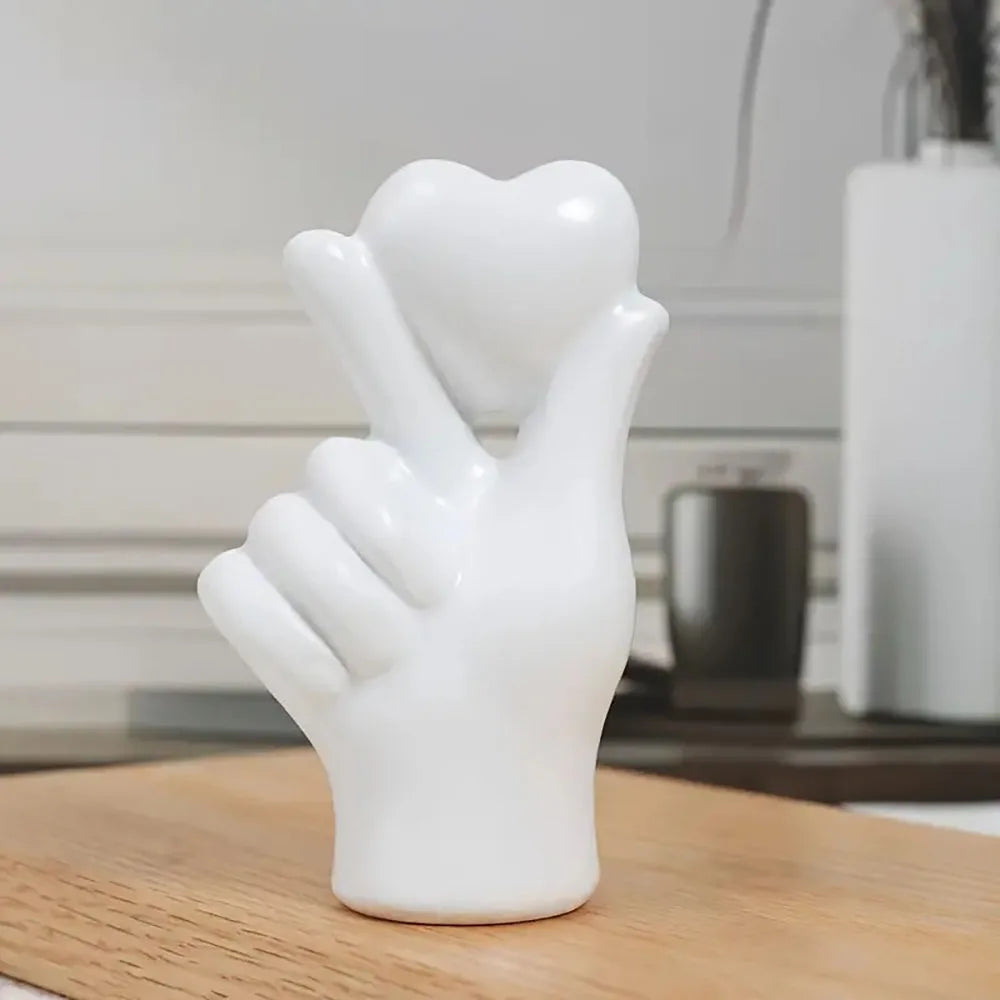 Modern Heart Hand Gesture Sculpture