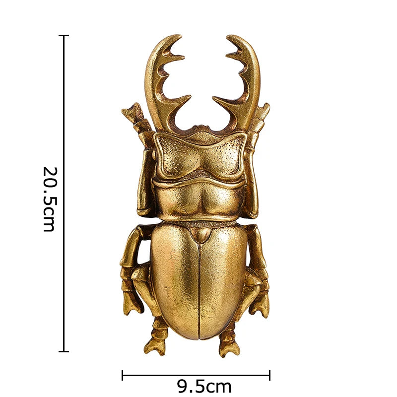 Golden Beetle Wall Ornaments with Antler-Inspired Detail