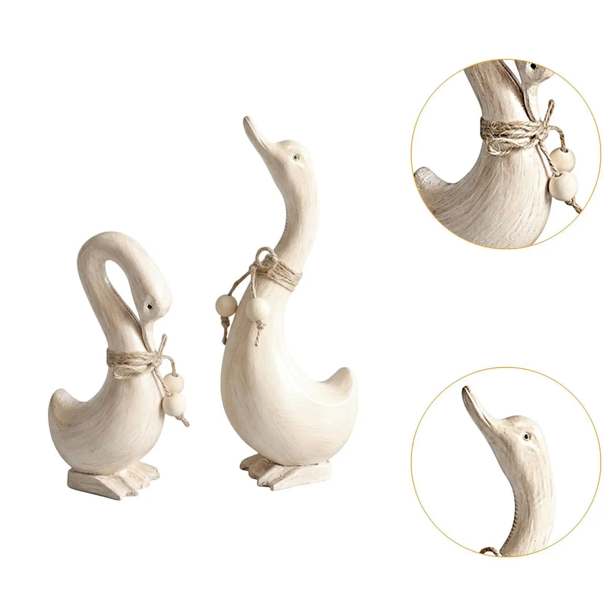 Rustic Wooden Duck Figurine Set