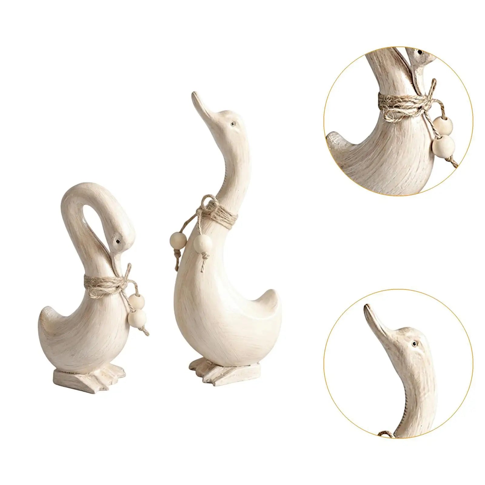 Rustic Wooden Duck Figurine Set